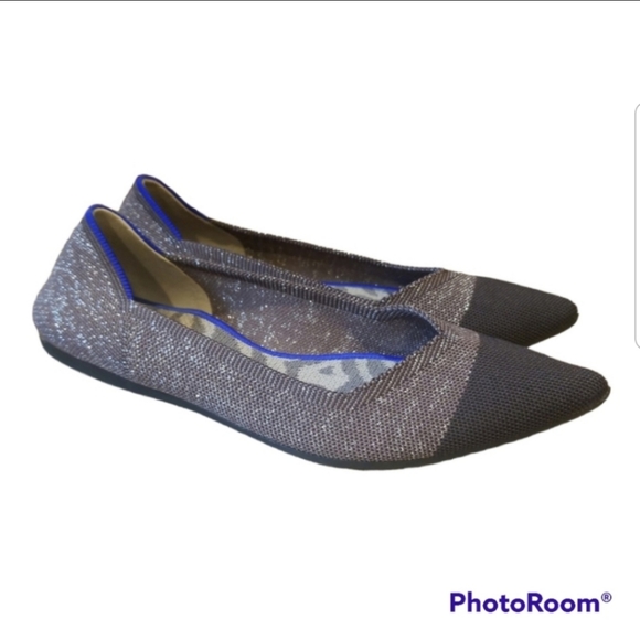Rothy's Size 10 The Point Retired Twilight Metallic Dune Captoe Ballet Flats - Picture 2 of 7